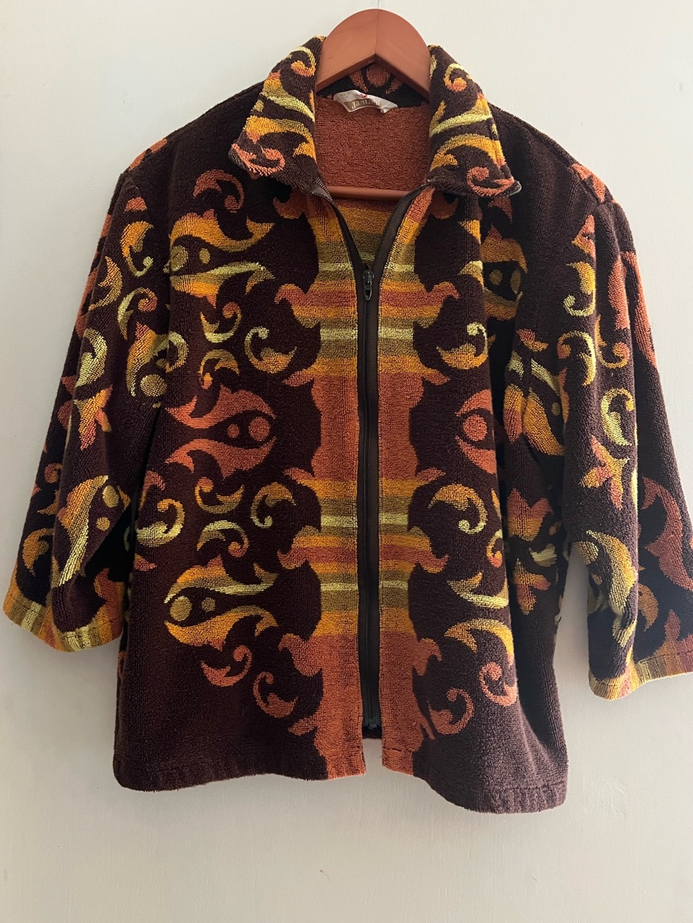 Vintage Jantzen Beach/Pool Terry Jacket Cover Up  60's - 70's Mod Size L